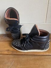 Superbes Baskets Sandro Albatorock 38 Cuir  Noir Clous Argentés