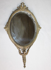 Superbe face à main ancien en bronze, Empire, glace biseautée Hauteur 40 cm