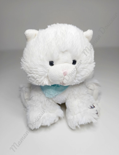 Peluche doudou coco chat - coco, blanc
