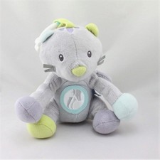 Doudou chat gris mauve bleu vert hochet miroir SUCRE D'ORGE - 21399