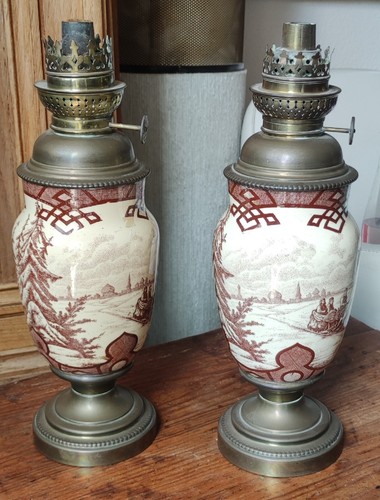 Paire anciennes lampes - anciennes, à