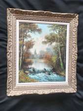 Beau cadre Montparnasse en bois richement sculpté & patiné / XXe Huile sur toile