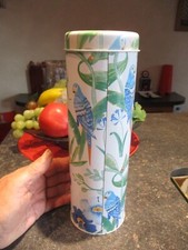 Jolie Ancienne Boite en Tôle Décor Fleuri aux Pérroquets Déco Etagère de Cuisine