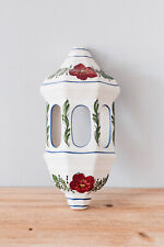 Applique Murale Extérieur Vintage en Céramique Blanc et Décor Floral Peint