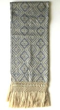 Woven Shawl/Wrap - Rebozo -  Scarf - Made In Mexico - Blue With Beige 
