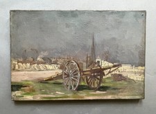 Charrette sur une plage, huile