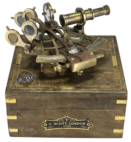 Laiton bateau sextant bois - laiton,