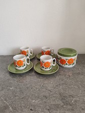 Ensemble à Café Porcelaine Tognana Italie. 4 Tasses 4 Soucoupes 1 Sucrier. 60s