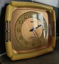 Vintage 70's: Belle horloge murale jaune SINOK - Rétro Design Déco Cuisine   C11