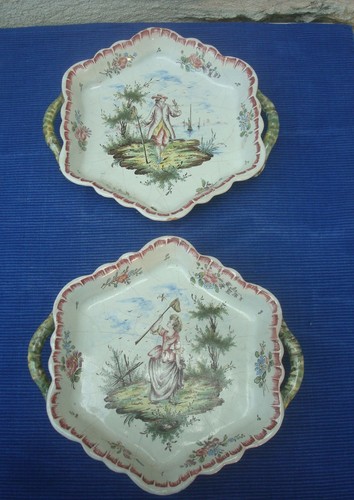 V74 paire plat faience - plat,