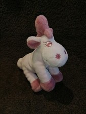 Doudou peluche ane cheval rose