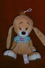 Doudou Peluche Nicky Toy Chien Blanc Et  Beige Pull Bleu Coeur Rose  18 cm