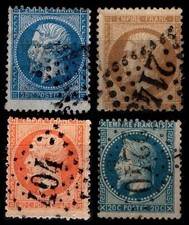 4 NAPOLÉON dentelés en Bd de Feuille, Oblitérés = Cote 39 € / Classiques France