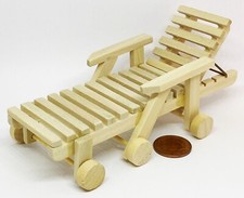 Maison De Poupée Transat Réglable En Bois Miniature Mobilier De Jardin 1:12