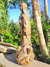 Sculpture Bois XVII Em XVIII Em, Vierge Assomption Amérique Du Sud Art Religieux