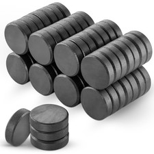 Poppstar 60x Petits Aimants en Céramique, Ronds, 18x5 mm, Noir-gris