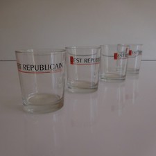 4 verres eau alcool L’EST REPUBLICAIN Nancy design XXe 1970 art déco PN France