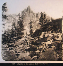 1850 60 AIGUILLE DU DRU SAVOIE FERRIER SOULIER VUE VERRE PHOTO STEREO 8,5 x 17
