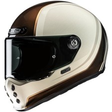 Casque De Moto XL - HJC V10 Hodu - Casque Intégral Vintage Beige-Marron-Or