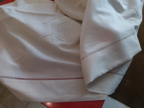 N44 grand drap ancien coton - drap,