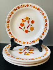 Lot de 4 Assiettes à dessert Vintage Arcopal / Style Flower Power Années 70