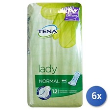 6X Tena Lady Normal, 3 Sur 9 Gouttes, 12 Pz
