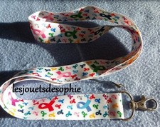 Ruban blanc lutte cancer TOUR COU porte clef Badge cordon KEYCHAIN clef lanyard