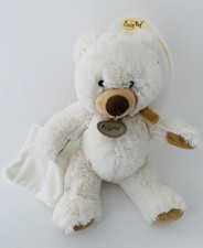 6282🌟21cm Doudou Peluche Mouchoir Ours Assis Babynat Baby Nat Blanc Écru Marron