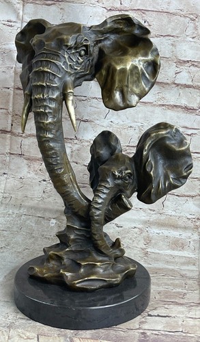 éléphant mère bébé bronze - Éléphant,