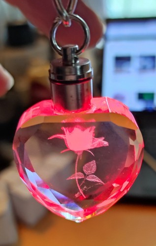 Porte clef cœur rose crystal - clef,