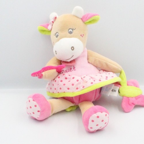 Doudou vache beige rose - , vert