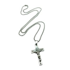 Collier pendentif crucifix en acier inoxydable croix religieuse déclaration...