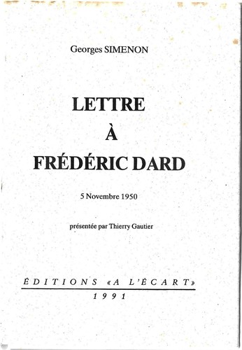 Lettre georges simenon - de,