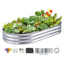 VEVOR Jardinière Lit de Jardin Surélevé Potager Métal Galvanisé 182,5x92,5x28cm