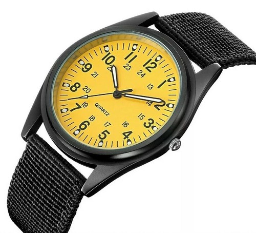 Montre quartz jaune armée - montre,