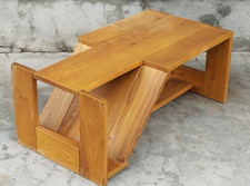 table basse en orme design 80 ALAIN LADROIT pour MAISON REGAIN rack magazine
