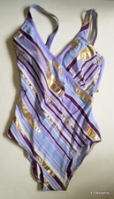 GOTTEX Maillot bain 1 pièce 40 violet doré or aubergine NEUF 