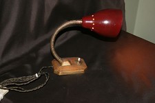 Lampe pied métal et abat-jour peint bordeaux  50/60