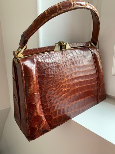 Sac main cuir crocodile - a,