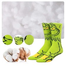 Chaussettes Grinch unisexes de Noël neuves chaussettes thermiques d'hiver imprimées chaussettes de vacances cadeaux
