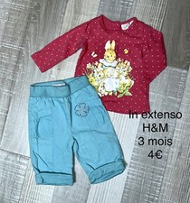 IN EXTENSO H&M  3 Mois : T Shirt lapin et pantalon coton bleu