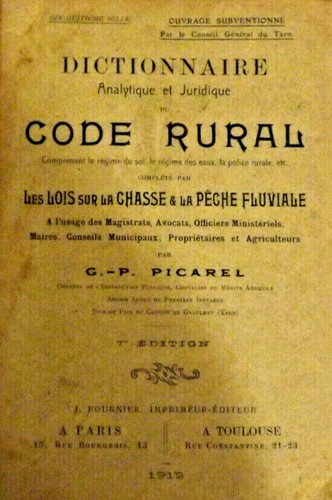 Dictionnaire code rural des - du,