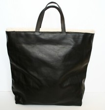 ARIDZA BROSS Grand sac cabas COMME NEUF, effet MOUTON en CUIR noir 44 x 39 cm