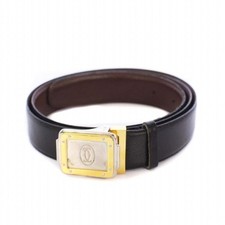 Cartier Authentique Ceinture Santos Boucle Cuir Noir Logo Bordeaux Accessoire...