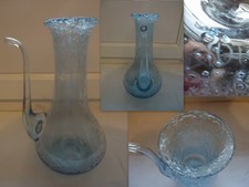 HUILIER EN VERRE BULLE  DE COULEUR BLEU  SIGNE  BIOT