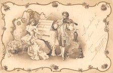 CPA FANTAISIE / COUPLE MUSICIENS / PIANO / ORCHESTRE