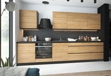 Cuisine TREVISO Avec Plan De Travail 335Cm Lava Pembroke Noir Mat REJS Complet