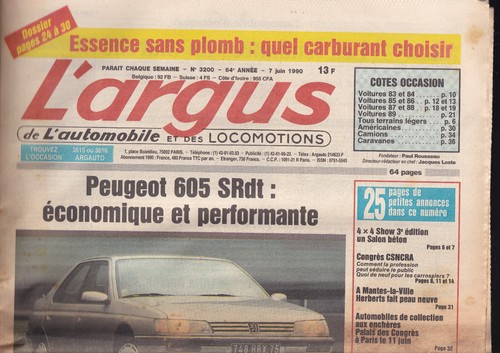 Argus 3200 peugeot 605 - l'argus,