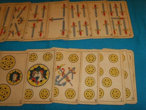 Ancien jeu cartes aluette - jeu, de