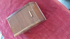 Coffret à Cigarettes en Bois Art Déco 1940 avec Rideau Coulissant